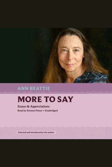 More to Say - Essays & Appreciations - cover