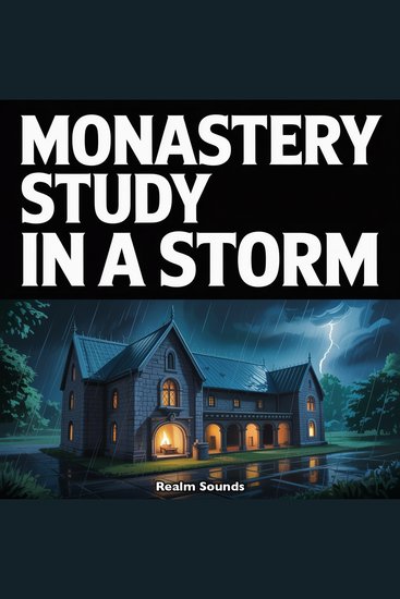Monastery Study in a Storm - 8 Hours of Rain on Stained Glass Distant Thunder and Crackling Fireplace - cover