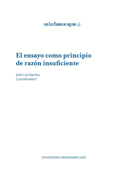 El ensayo como principio de razón insuficiente - cover