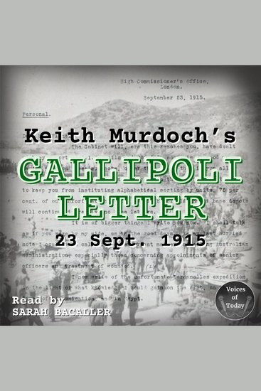 Keith Murdoch’s Gallipoli Letter - cover