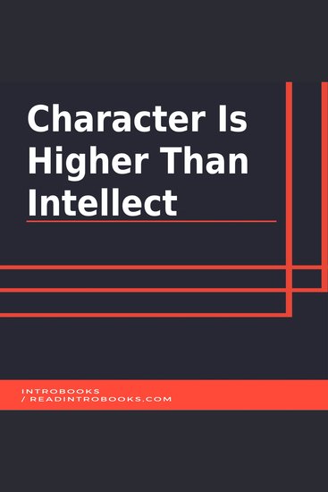 Character is Higher Than Intellect - cover