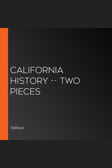 California History -- Two Pieces - cover