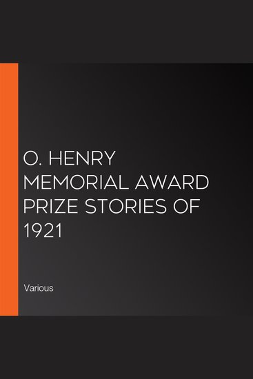 O Henry Memorial Award Prize Stories of 1921 - cover