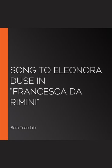 Song To Eleonora Duse In "Francesca da Rimini" - cover