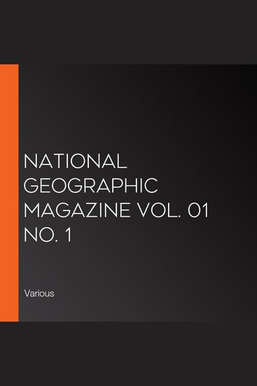 National Geographic Magazine Vol 01 No 1 - cover