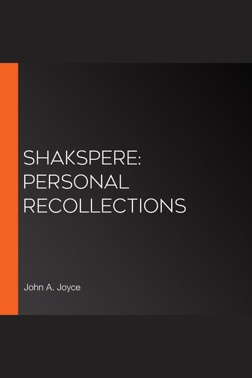 Shakspere: Personal Recollections - cover
