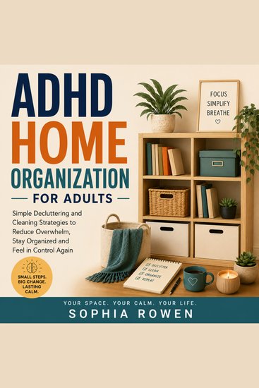 ADHD Home Organization for Adults - Simple Decluttering and Cleaning Strategies to Reduce Overwhelm Stay Organized and Feel in Control Again - cover