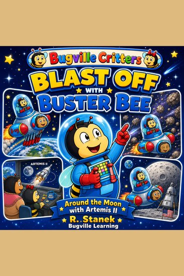 Blast Off With Buster Bee Around the Moon with Artemis II (A Bugville Critters Story) - Curiosity Teamwork and a Real Journey Around the Moon - cover