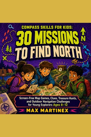 Compass Skills for Kids: 30 Missions to Find North - Screen-Free Map Games Clues Treasure Hunts and Outdoor Navigation Challenges for Young Explorers Ages 8–12 - cover