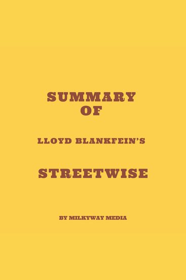 Summary of Lloyd Blankfein's Streetwise - cover