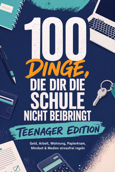 100 Dinge die dir die Schule nicht beibringt - TEENAGER EDITION: Geld Arbeit Wohnung Papierkram Mindset & Medien stressfrei regeln – inkl Praxis-Checks Budgetplaner Bewerbungsvorlagen uvm - cover
