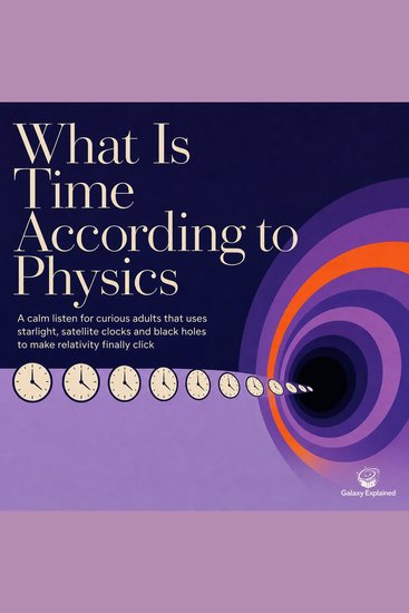 What Is Time According to Physics - A Calm Listen for Curious Adults That Uses Starlight Satellite Clocks and Black Holes to Make Relativity Finally Click - cover