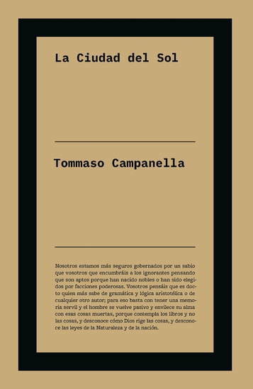 La ciudad del sol - La obra utópica más importante de la Edad Moderna inspirada en la «República» de Platón - cover